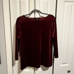 Red Velvet Boatneck Top 3/4 Sleeves